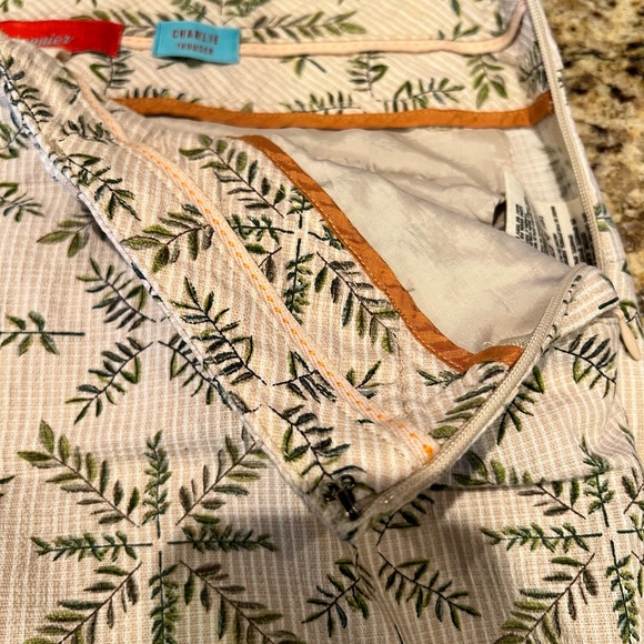 Anthropologie Cartonnier Charlie trouser pants size 4 fern print Tan Green - Picture 10 of 13